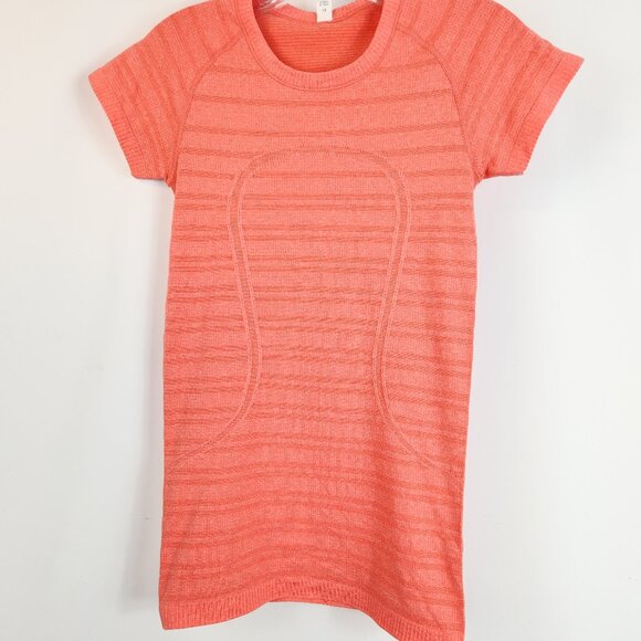 Lululemon Run Swiftly Tech Short Sleeve Shirt  Heathered Coral Size 4 - Picture 1 of 5